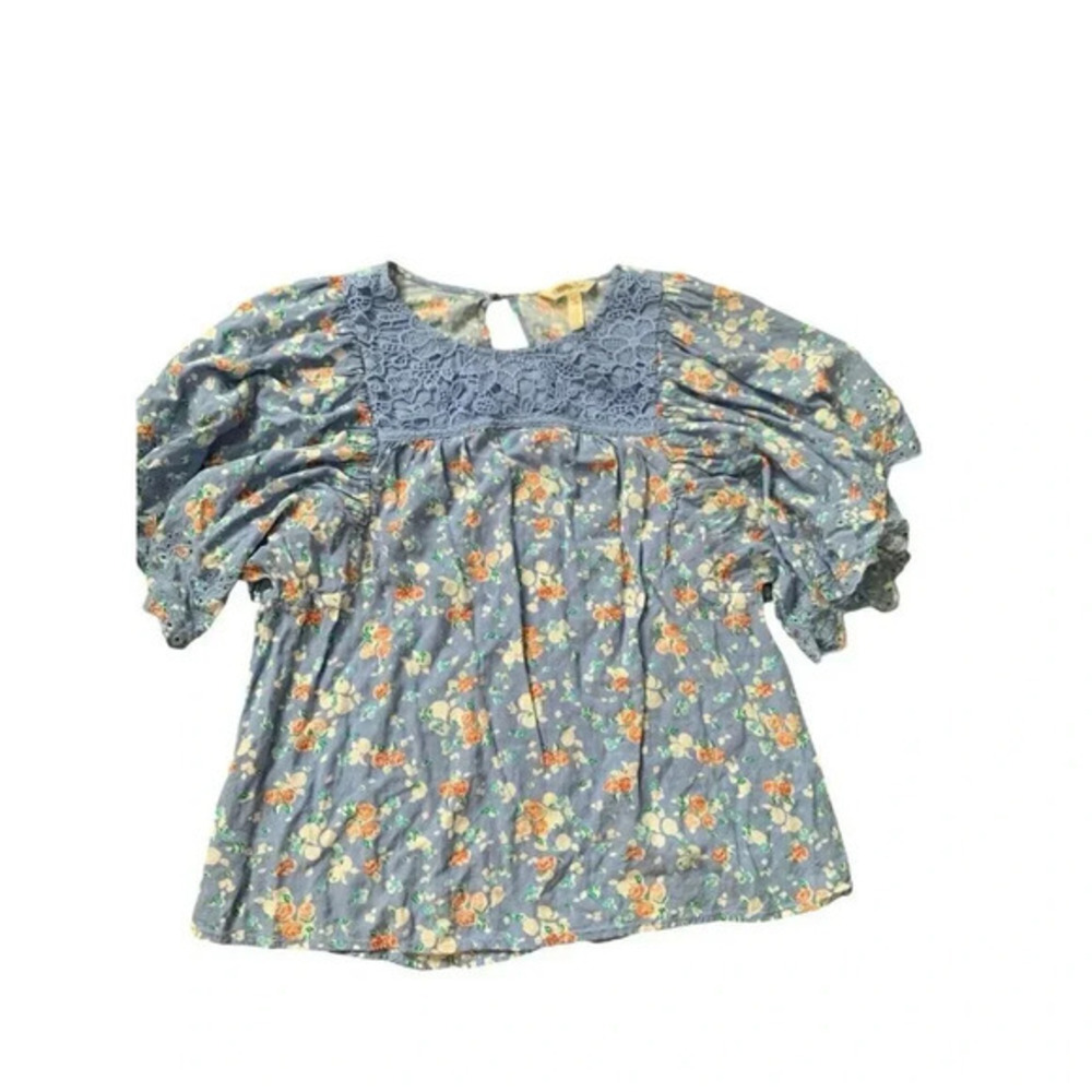 Maltida Jane Sz Medium blue floral blouse‎